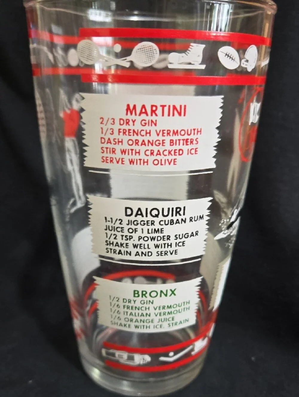 Vintage Cocktail Shaker Glass With Recipes
